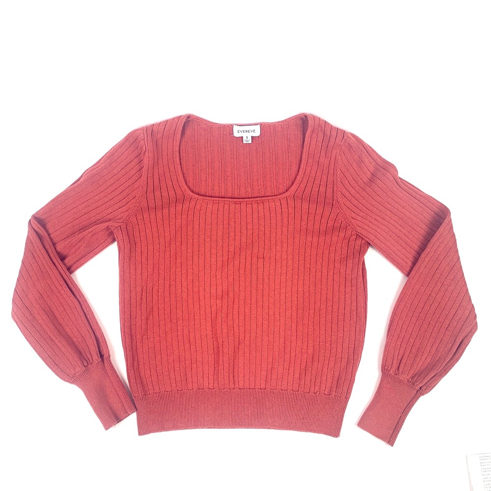 EVEREVE Kaia Scoopneck Pullover Sz‎ S Dusty Rose Ribbed L S Knit Top